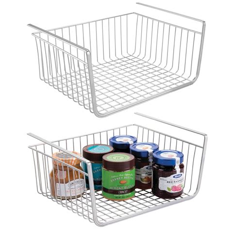 mDesign Household Metal Under Shelf Hanging Storage Bin Basket with ...