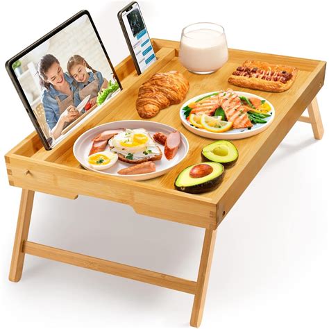 Multi Purpose Bamboo Bed Tray Table for Home and Outdoors