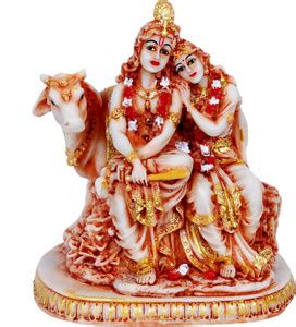Sbabc radha krishna cow idol murti statue for pooja room, showpiece ...
