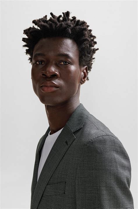 BOSS - Slim-fit suit in micro-patterned virgin wool - Dark Grey