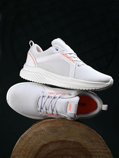 HRX by Hrithik Roshan Men White & Orange Memory Foam Mesh Running Shoes ...