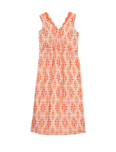 Buy Cupro Blend Printed V-Neck Tea Midi Dress at Marks & Spencer