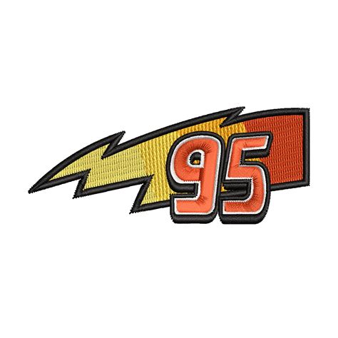 Lightning McQueen 95 Bolt Sign Embroidery Design | Embroiplanet
