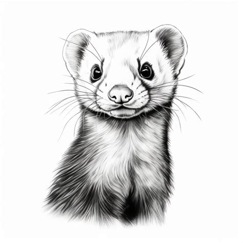 Premium Photo | How To Draw A Ferret With A Black Outline On A White ...