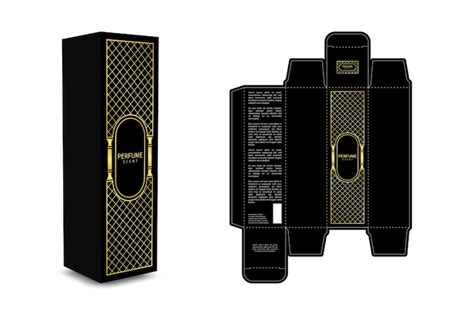 Perfume packaging box design with diecut | Premium Vector