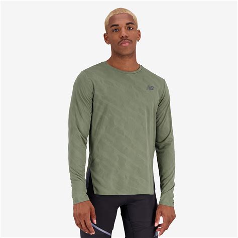 New Balance Q Speed Jacquard Long Sleeve - Deep Olive Green - Mens Clothing | Pro:Direct Running