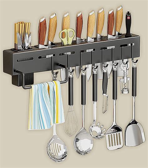 WE CLEVER Kitchen Shelf Stainless Steel Wall Mount Knife Holder,Towel ...