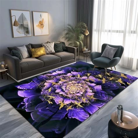 Anti Skid Non-Slip Heavy Digital Print Royal Golden Birds & Flora Livi ...