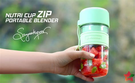 Nutri-cup Zip Portable Blender | 350ml | Blend & Sip with Flip Top Sip ...