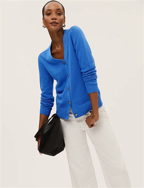 Buy Cotton Rich V-Neck Relaxed Cardigan at Marks & Spencer