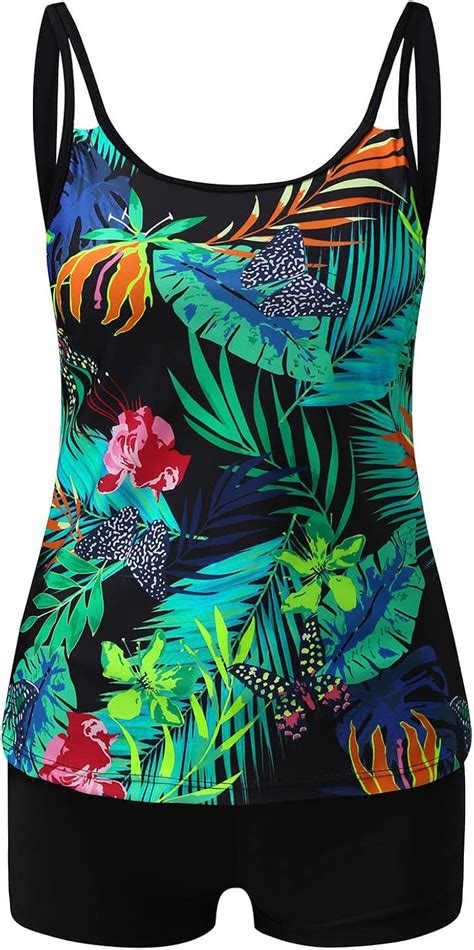 Buy Modest Tankini Swimsuit for Women Two Piece Tummy Control Floral ...