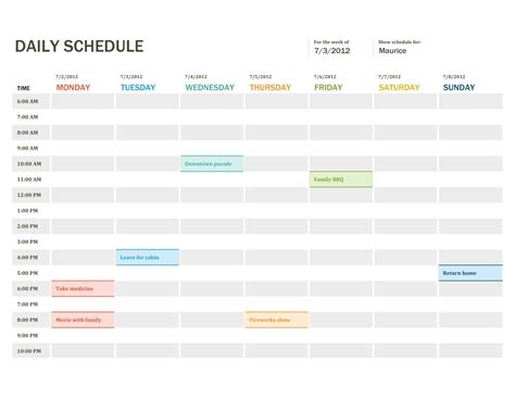 Sample Daily Schedule 的图像结果