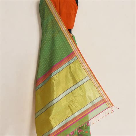 Green - Floral Embrace Organic Cotton Saree – Ethicus