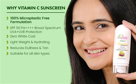 La Pink Vitamin C Sunscreen For Men and Women | SPF 50 PA++++ UVA + UVB ...