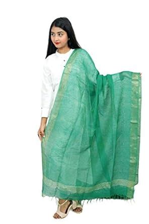 Buy Urban Desi Silk Linen Dupatta With Zari Border For Women And Girls ...