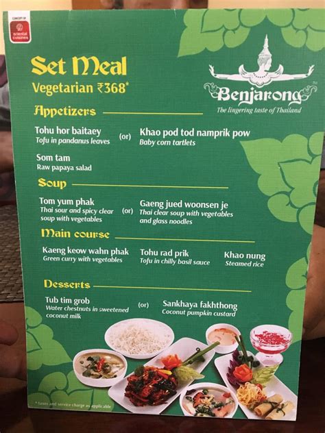 Menu at Benjarong - Thai Restaurant, Chennai, 146, TTK Road