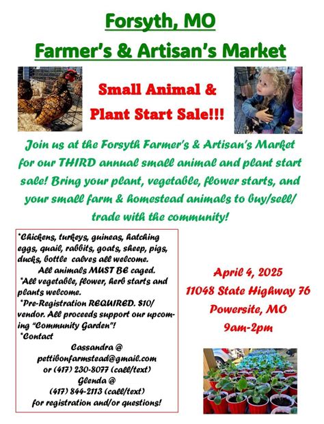Small Animal and Plant Start Sale, 11048 E Highway 76, Forsyth, MO, 4 ...