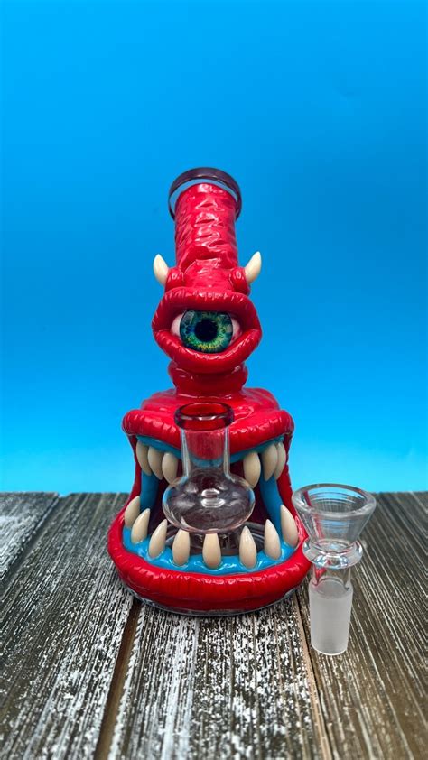 Buy 7 RED Monster Glass Water Pipe BONG Bubbler w/ Showerhead ...