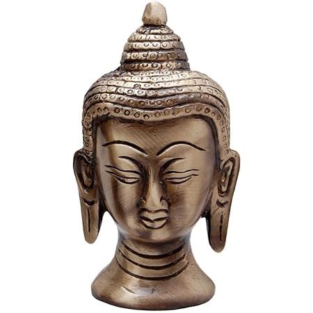 Buy Two Moustaches Brass Buddha Head Showpiece, Standard, Antique Brown ...