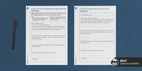 Coastal Protection Persuasive Letter Writing Format - Twinkl