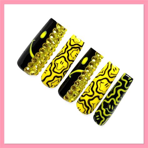 Buy Smiley Face Press on Nails | Smiley Face Sad Face Nails | Fake ...