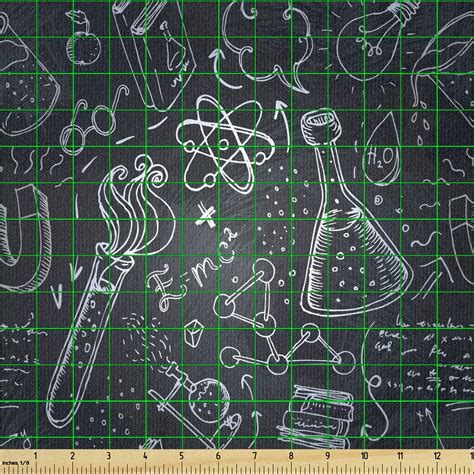 Buy Lunarable Science Fabric by The Yard, Science Lab Sketch Design ...