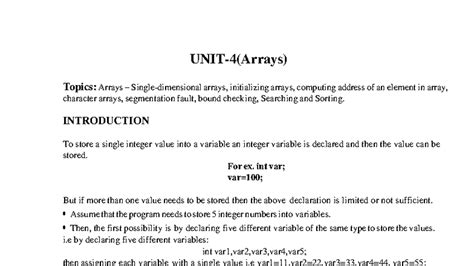 UNIT-4 Arrays: Initialization, Addressing, Searching & Sorting ...