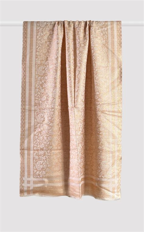 Apricot Zari Wool Jacquard | Zari Festive Stole | Winter Stoles – The ...