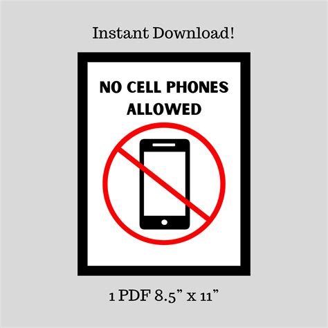 Printable No Cell Phone Allowed Sign | No Phone Allowed | No Phone Area ...