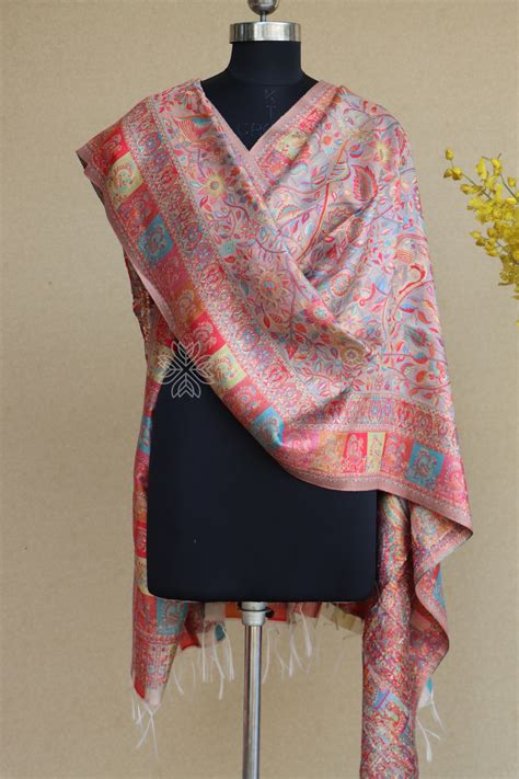 Beige Figure Kani Silk Dupatta– Imperial Weaves