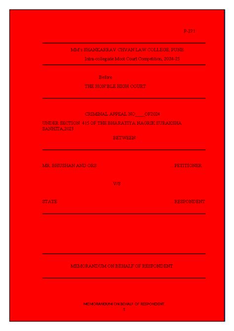 Memorandum on Criminal Appeal No____: Shankarrav Chvan Law College ...