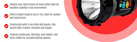 FOS Halogen Army Search Light 55W with Multi-Functional Control Panel ...