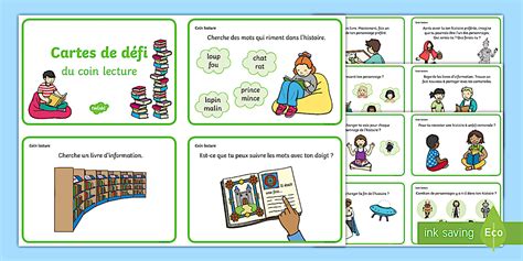 Cartes de défi du coin lecture (teacher made) - Twinkl