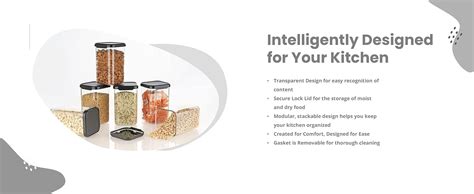 Kitchenwell Airtight Plastic Square Container Set for Kitchen Storage ...