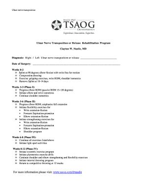 Fillable Online Ulnar Nerve Transposition or Release Rehabilitation ...