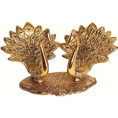 NM Aluminium Kissing Pair of Peacock 6" Height Golden Color 1 Piece ...
