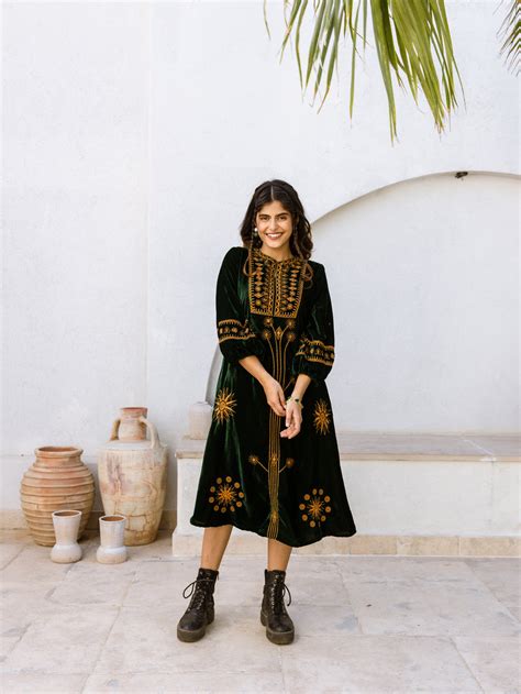 Shimmer Embroidery Velvet Dress – Aadews