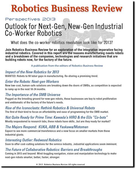 Next-Gen, New-Gen Industrial Co-worker Robotics 2013 eBook : Nobile ...