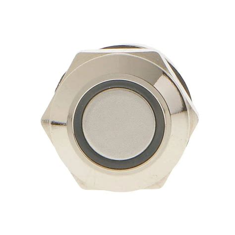 12mm 24V Ring Light Momentary Metal Switch- Green Light | Robodo