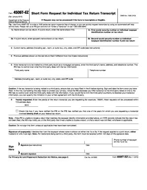 Fillable Online libs morainepark Form 4506T-EZ (Rev. January 2012 ...