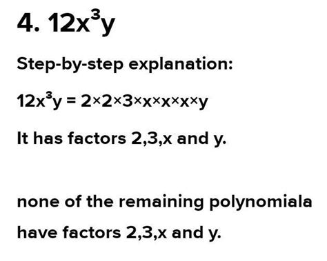 *Which Algebraic expression has 2,3,x and y factors?*1️⃣ 8x³y²2️⃣ ...