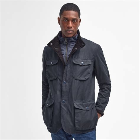 Buy the Barbour Ogston Men's Waxed Jacket | Navy
