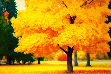 Premium Photo | Golden yellow trees in forest during autumn leaf fall