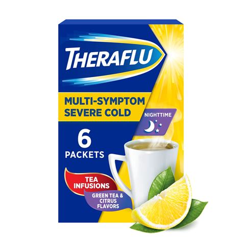 Theraflu Nighttime Severe Cold Medicine, Green Tea & Citrus, Cough Relief, 6 count - Walmart.com