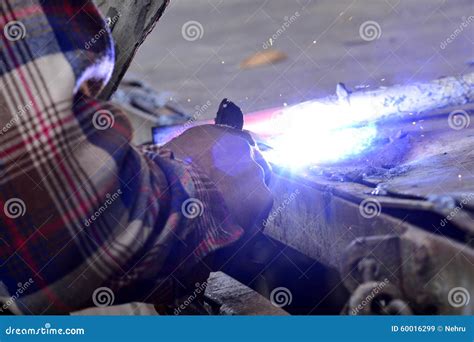 Dangerous Welding without Protective Work Wear Stock Image - Image of manual, light: 60016299