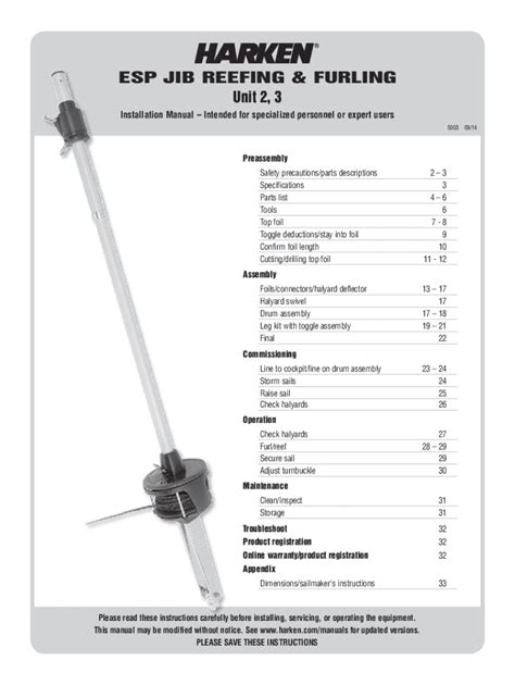 Fillable Online ESP JIB REEFING & FURLING Unit 2, 3 Fax Email Print ...