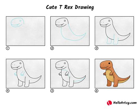 Cute T-Rex Drawing - HelloArtsy