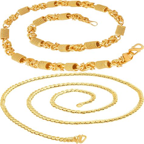 Buy Thrilz (FF320_FF355) Gold Plated Golden Brass Combo Chain For Men ...