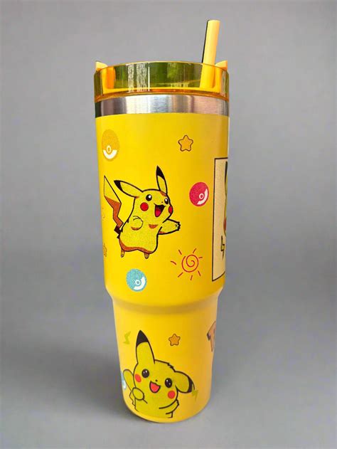 Pikachu Stainless Steel Tumbler - 900 Ml Pokémon Drinkware for Fans ...