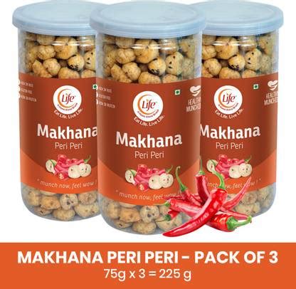 Life ROASTED MAKHANA PERI PERI - PACK OF 3 (75g each) - LIGHT HEALTHY ...